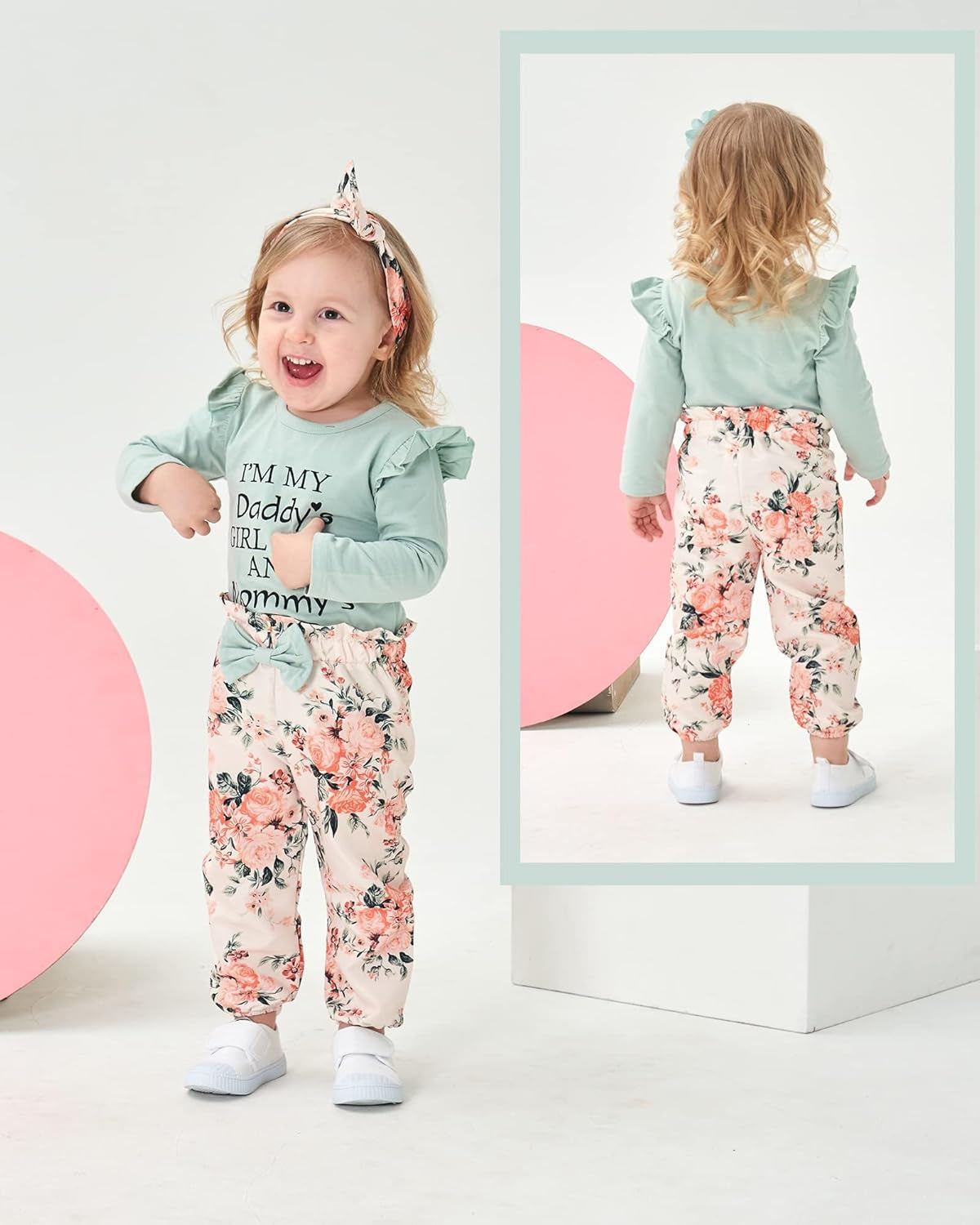 Baby girl fall and winter four-piece outfit set, view 2